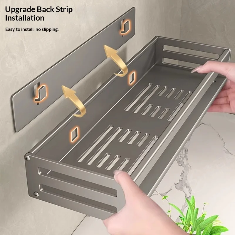 No Drill Wall Mounted Aluminum Towel Rack Bathroom Kitchen Space Saving Shelf Rustproof Organizer Pod Prysznic Towel Rack