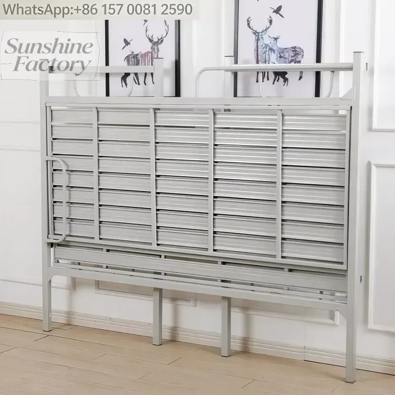 with Metal Bed Frame for Convenient Bedroom StorageSpace-Saving Folding Steel Bunk Bed