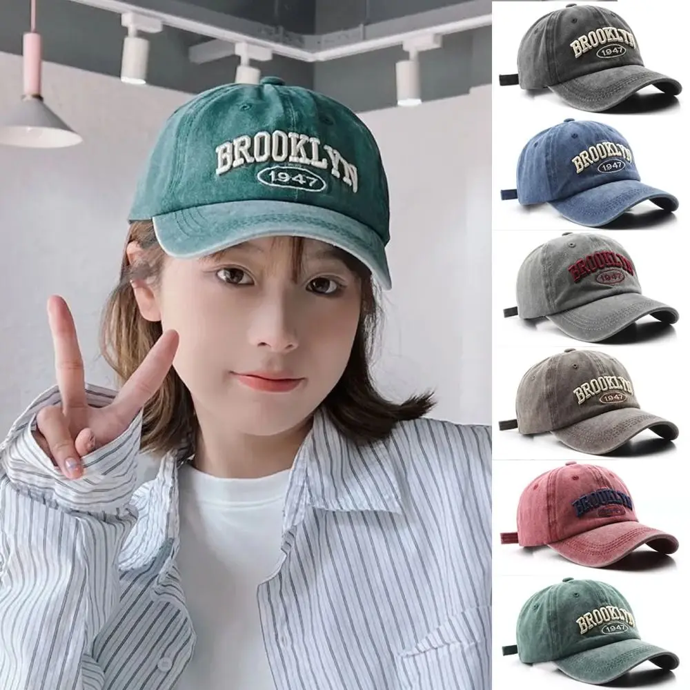 Gothic Street Punk Embroidery Baseball Caps Adjustable Hip-hop Distressed Faded Cap Washed Baseball Hats