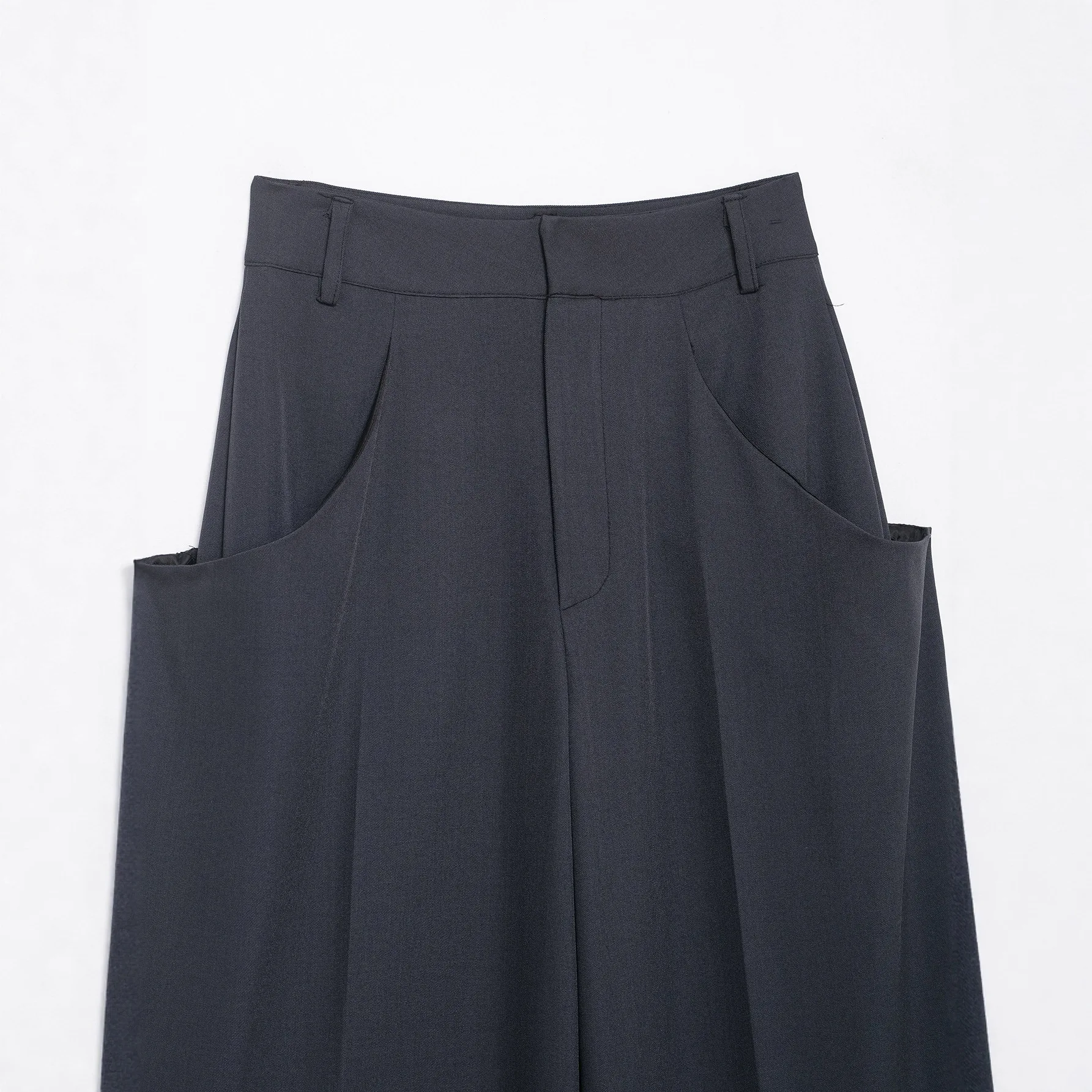 Cross-Border Fashion Casual Wide Leg Pants Women's Clothing Pocket Design Organic Cotton Knitted Trousers Trendy Style