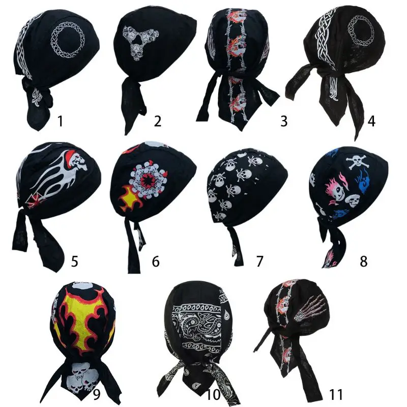 Unisex Bandana Headwrap Motorcycle Beanie Helmet Liner Pirate Headscarf Hat