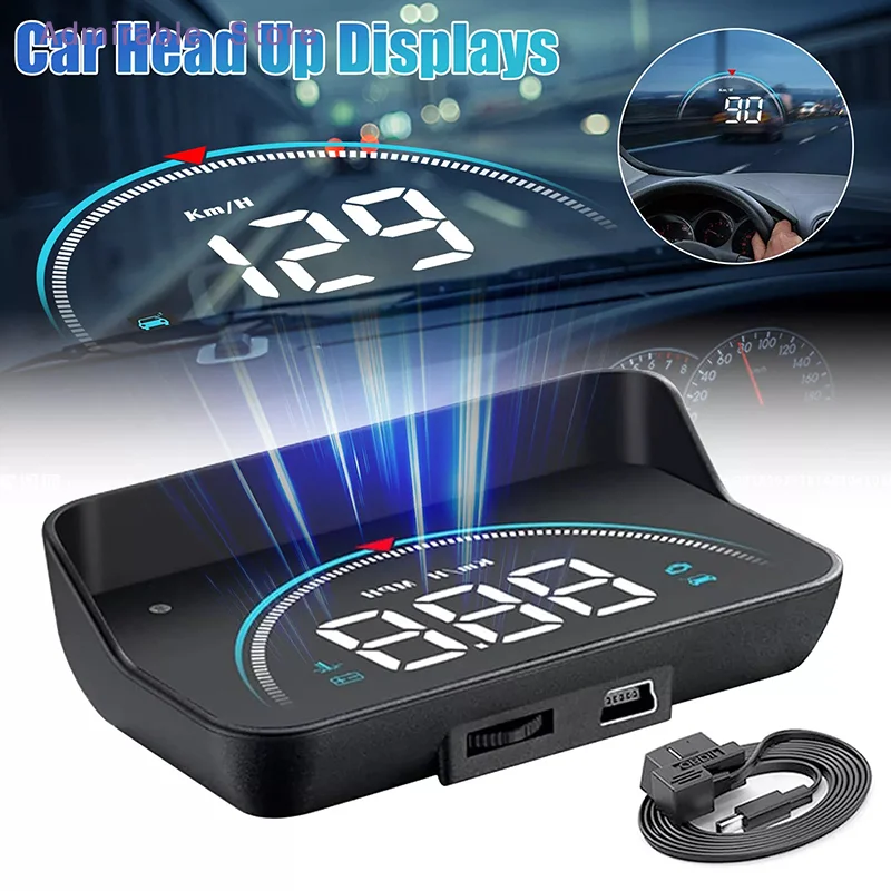wM8 Car HUD Head Up Display OBD2 Overspeed Warning Auto Electronic Water Temperature LED Digital Projector Windshield