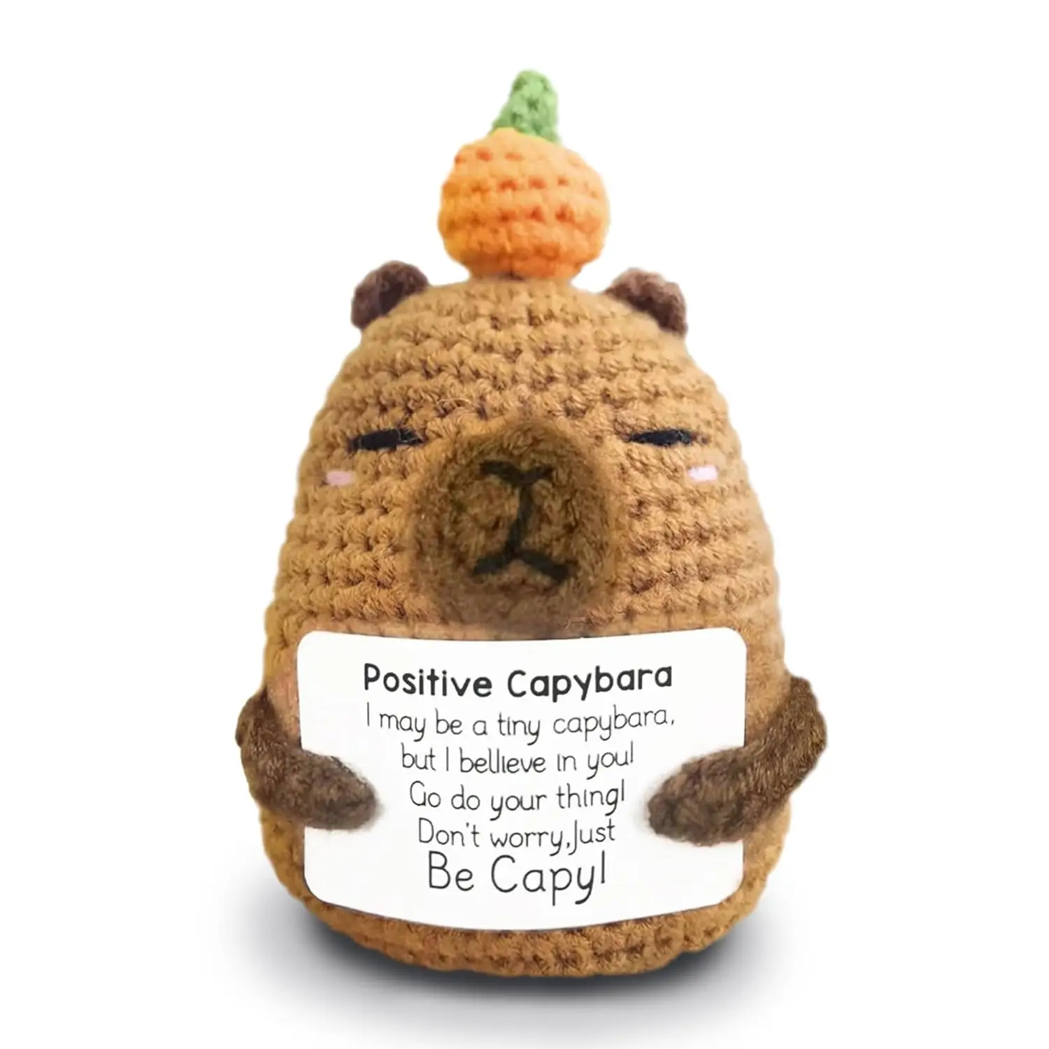 Poupée Capybara animaux au Crochet positif, avec carte, ornement de bureau, tricoté à la main, poupée Capybara, décoration de salle de maison