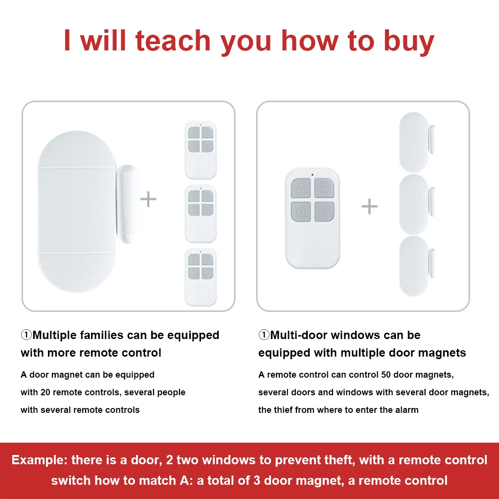 เซ็นเซอร์ประตู ห้องนั่งเล่น หน้าต่าง สัญญาณเตือนอัจฉริยะ เสียงดัง ตรวจจับสถานะเปิด