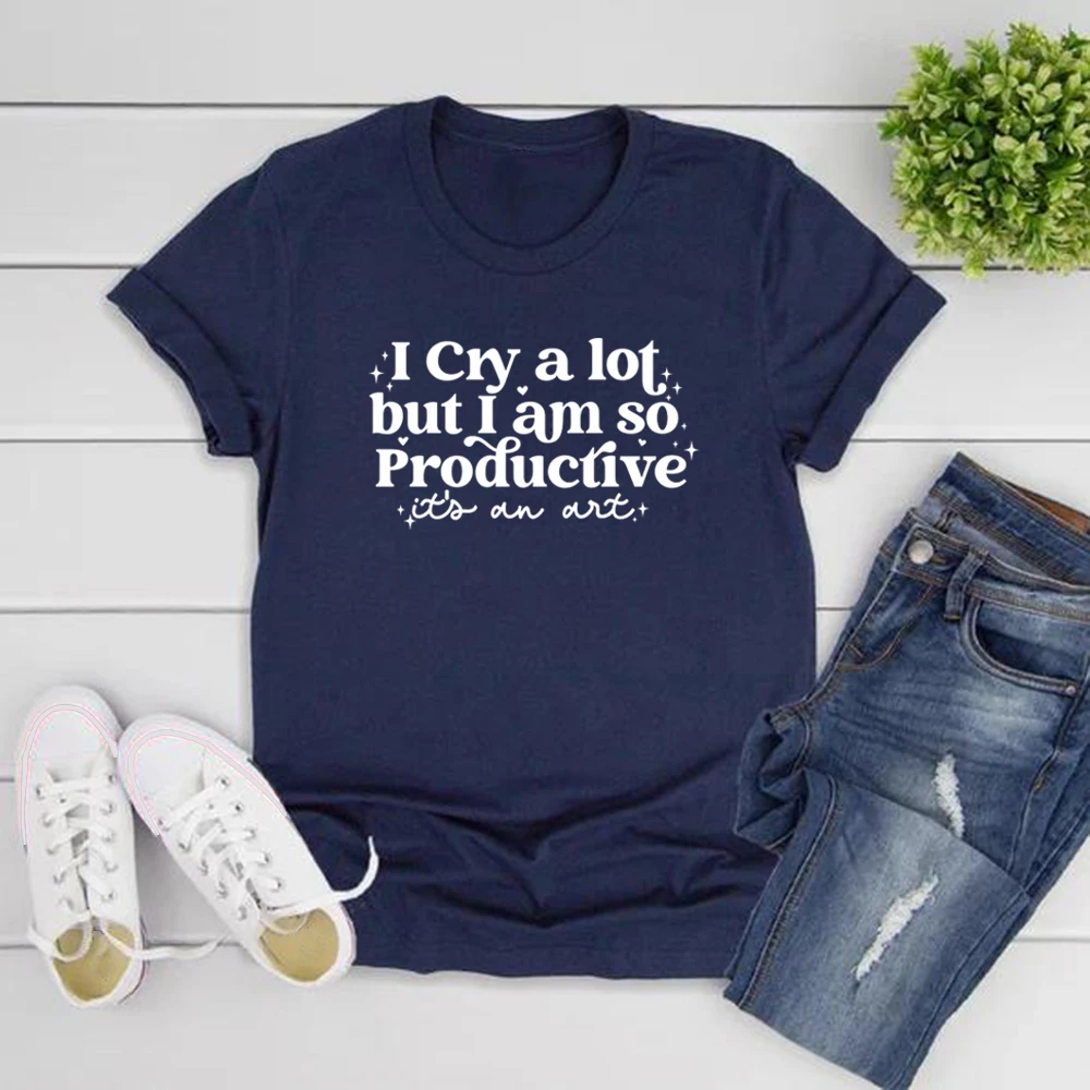 I Cry A Lot But I Am So Productive Tshirt I Can Do It with A Broken Heart T Shirt TTPD Tortured Poets New Album Tee Casual Tops