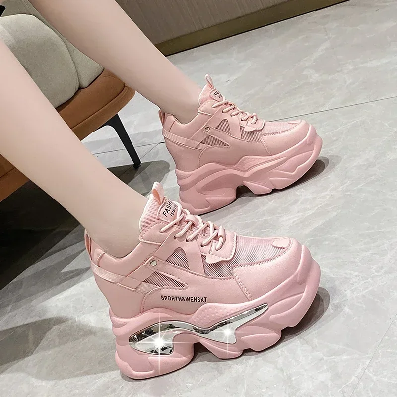 

Sell Like Hot Cakes Breathable Chunky Platform Sport Shoe Woman Non Slip Thick Sole Sneaker Wedge Hidden Heel Sneakers for Women