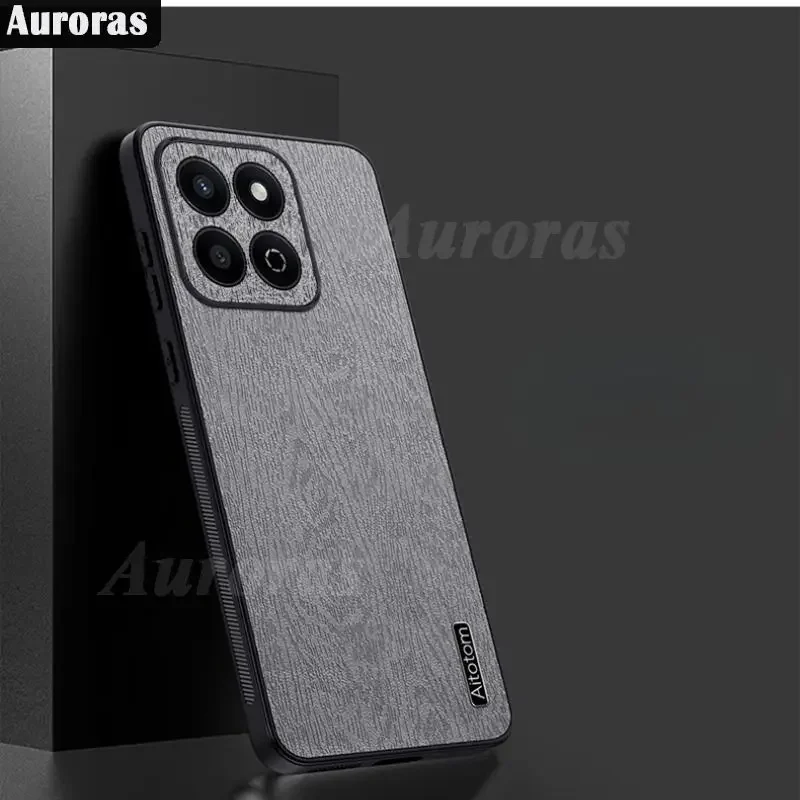 

Luxury Retro Wood Grain Leather Case For Honor 200 Smart Full Protect Camera Cell Phone Cover Men Honor X7C smart 200 honor