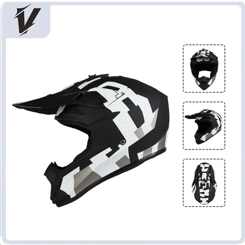 Imagen 1 del producto Cascos de motocicleta todoterreno populares, protectores integrales, cascos de seguridad para exteriores adecuados para adultos y niños