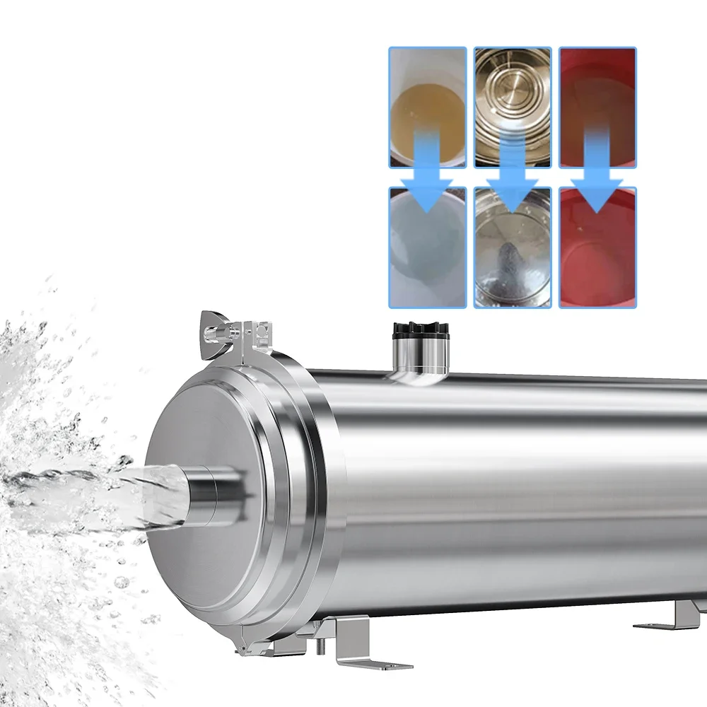 Household Ultrafiltration Pipeline Water Filter, Stainless Steel Clamp Purifier for Rural Well Water & Muddy Water