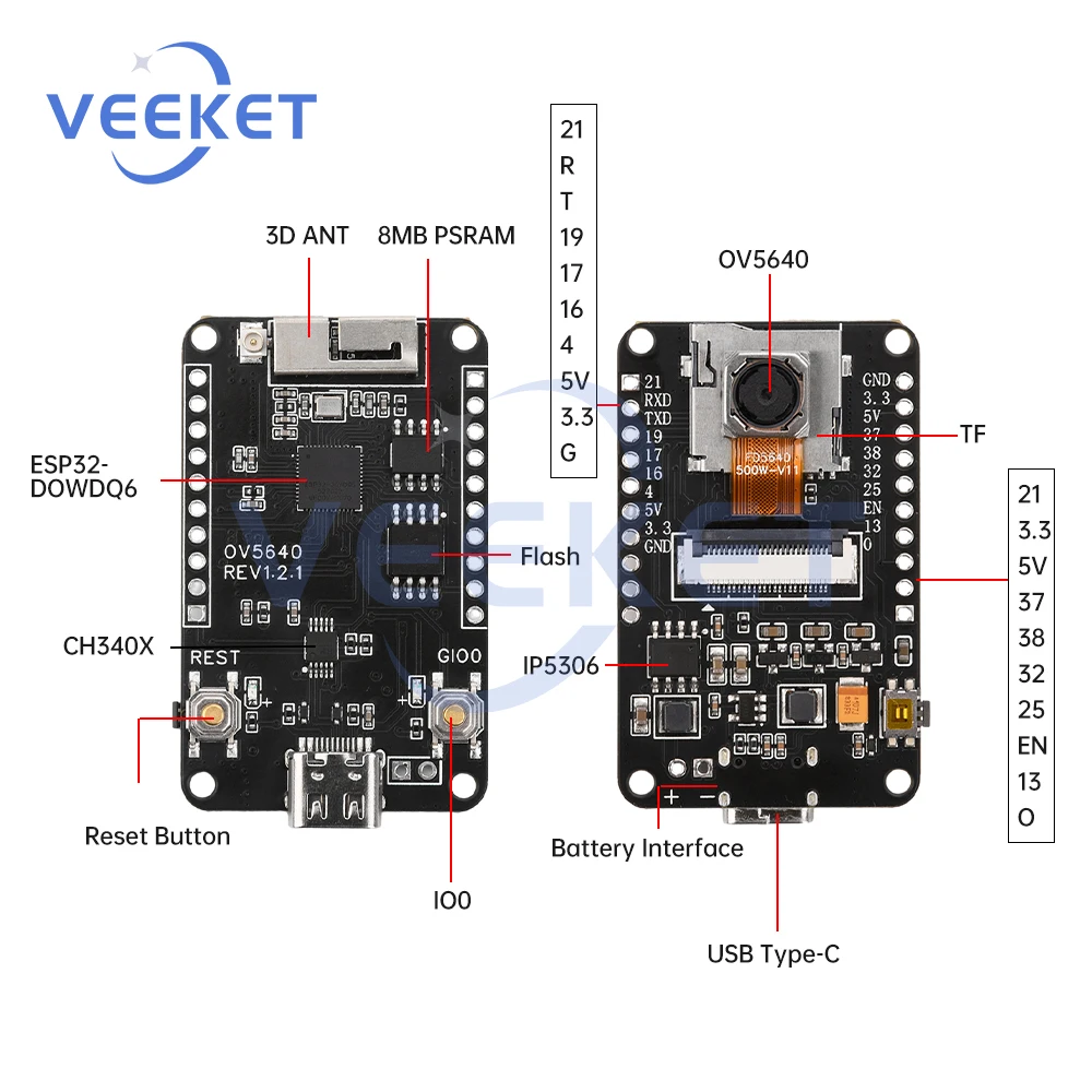 

ESP32-CAM Development Board ESP32 CAM Camera WiFi Bluetooth Module Kit CH340X OV5640 AF-72mm Camera Module