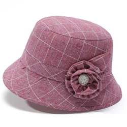 Women's Panama Fisherman Hat Fashion Flower Banquet Party Spring/Summer Thin Cotton Fabric H26