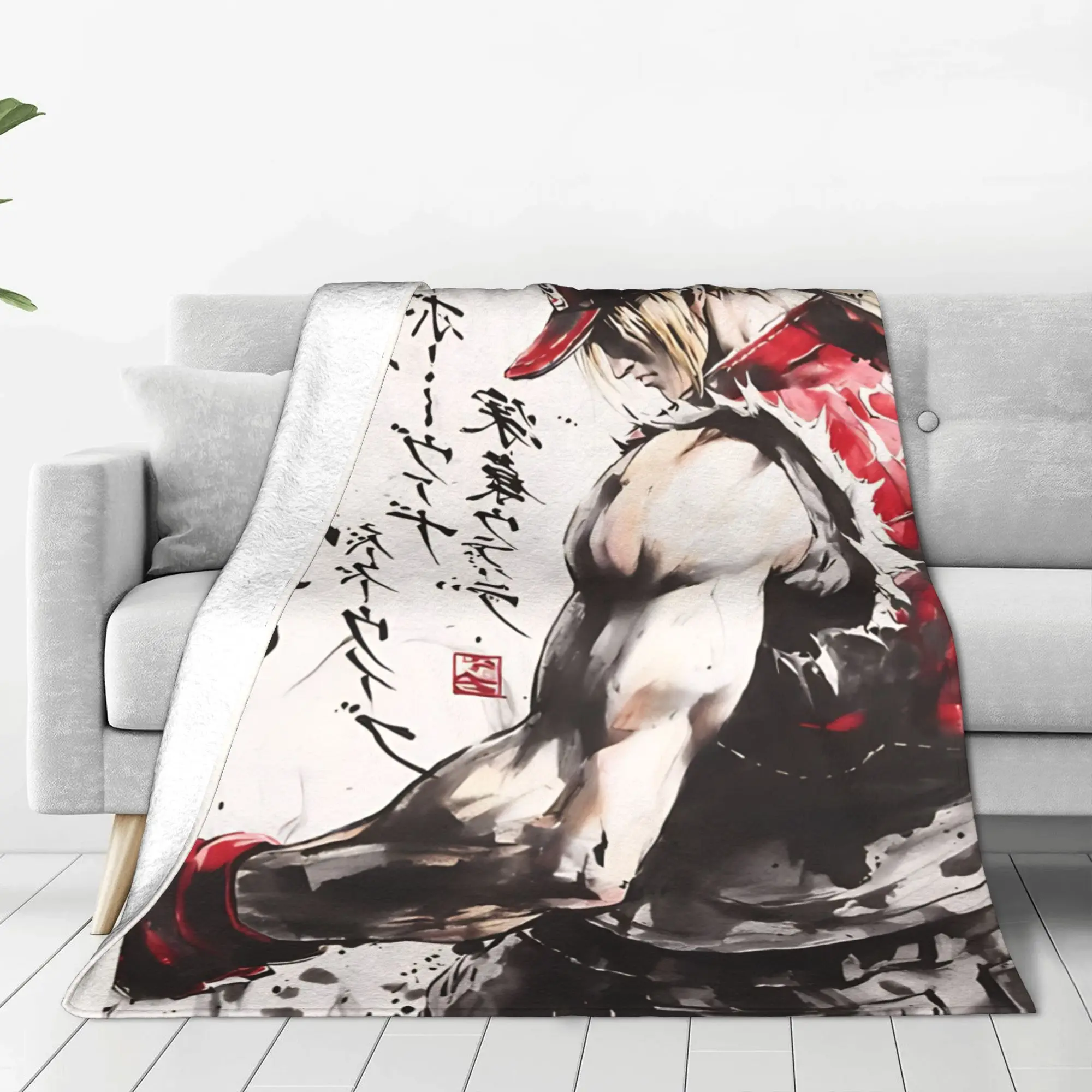 1PC Home Cute Room Decor Retro Arcade Character Print Blanket Throw Blanket KOF Novelty Warm Blanket All Season