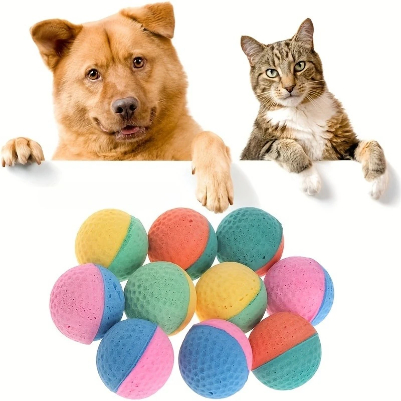 Bola de espuma para gatos, juguetes interactivos para mascotas, bolas de esponja para mascotas, suaves, hinchables, silenciosas, duraderas, resistentes a mordeduras, bolas de goma de fácil limpieza