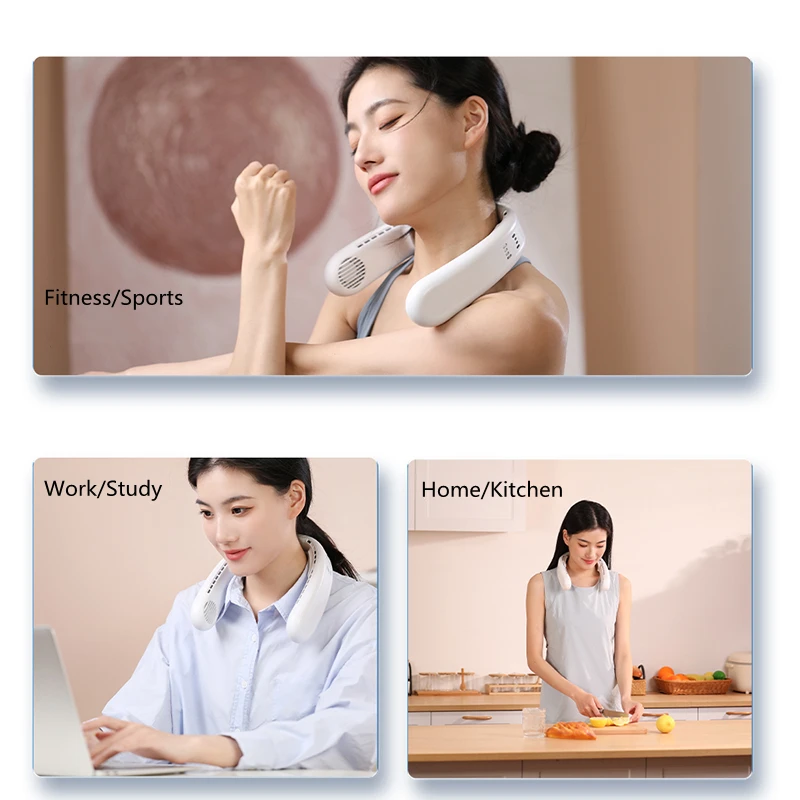 아웃도어 휴대용 목걸이 선풍기, USB 충전, 4000mAh 배터리, 음소거, 스포츠, 리프리스 선풍기, 에어 쿨러, 전기 급속 냉각기, 3 단 속도