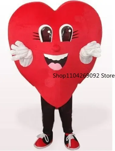 Red Heart Mascot Costume Smiley Heart Cosplay Anime Cartoon Apparel Advertisement Character Birthday Party Fancy Dress Halloween