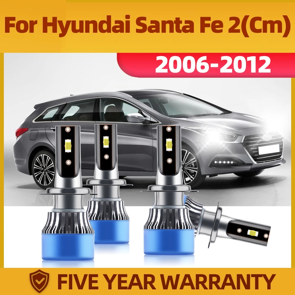 TEENRAM Lamp Car Headligh 20000LM Ultra-white 6000K Two-side CSP Chip Plug-N-Play Car Light For Hyundai Santa Fe 2(Cm) 2006-2012