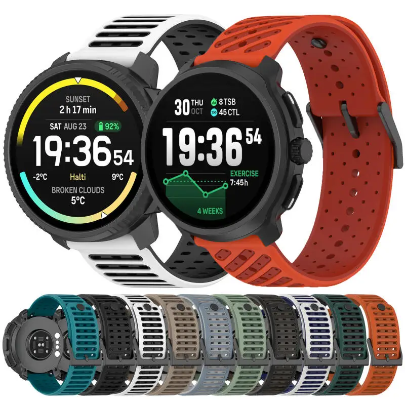 Pulseira de Silicone de 22mm para Suunto RACE 2/RACE/Vertical, Pulseira Substituta para Relógio Suunto Vertical 2/5 9 Peak Pro