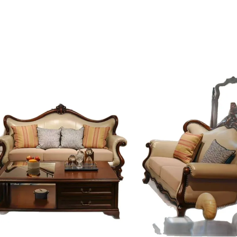 

Новый американский диван, высококачественный первый слой из воловьей кожи, массив дерева, Фабрика Фошань, высококачественный индивидуальный одинарный и двойной