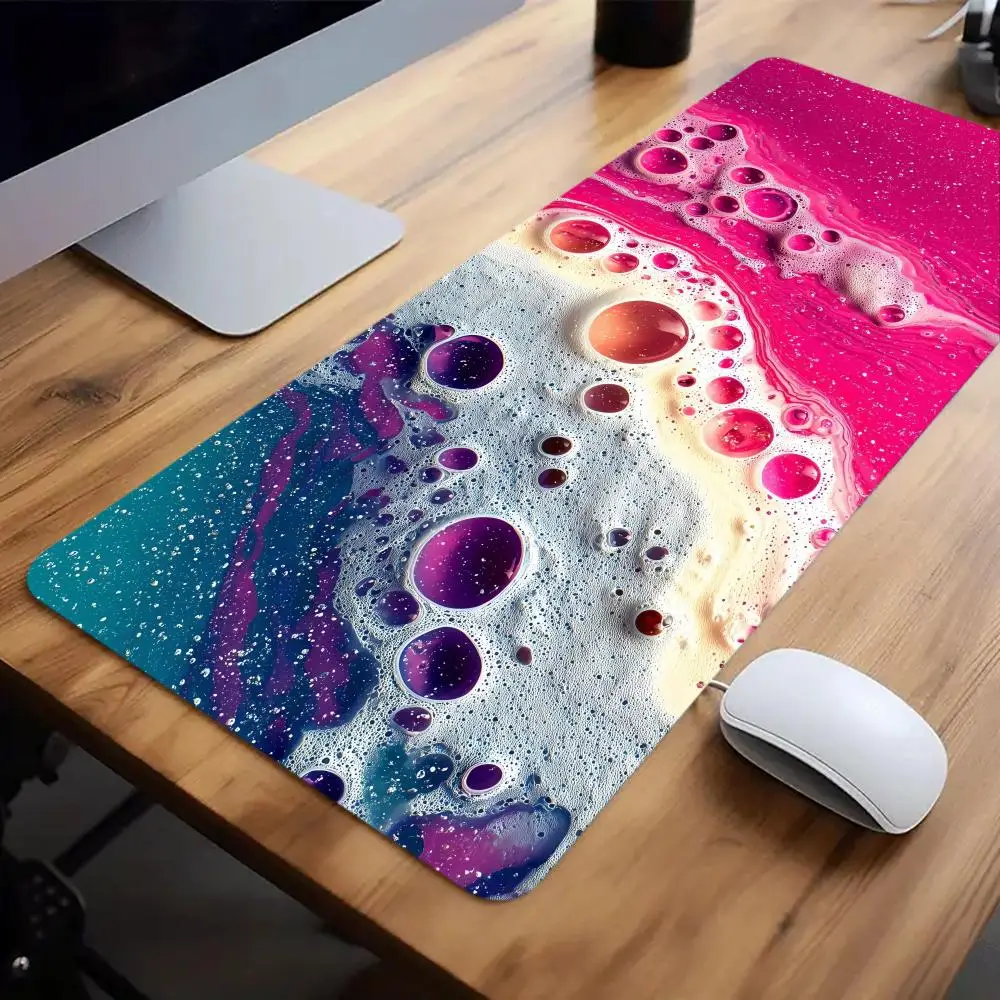 

Colorful Liquid Art Mouse Pad Large Computer Office Game Table Mat Rubber Anti-slip Stitched Edge PC Keyboard Mats XXL Desk Pads