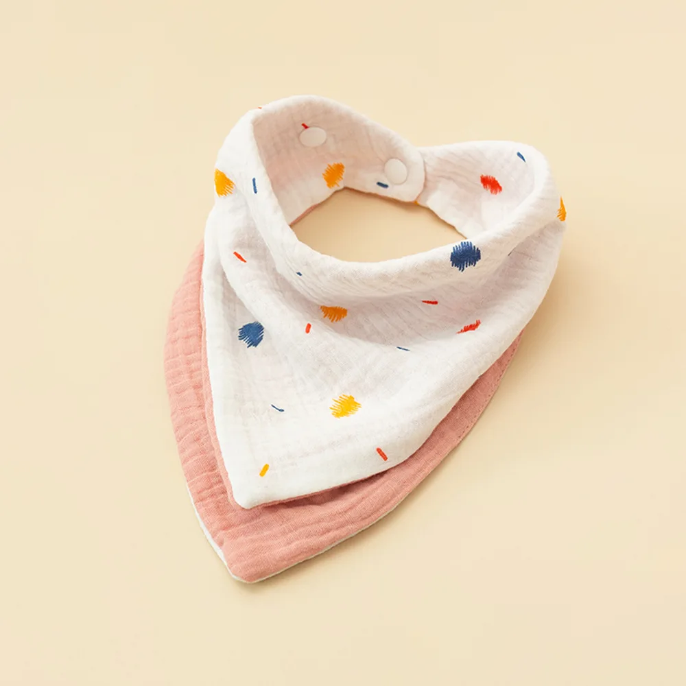 Four Layers of Pure Baby Bibs Triangle Double Cotton Bandana Bibs Baby Boys Girls Babador Feeding Smock Infant Burp Cloth