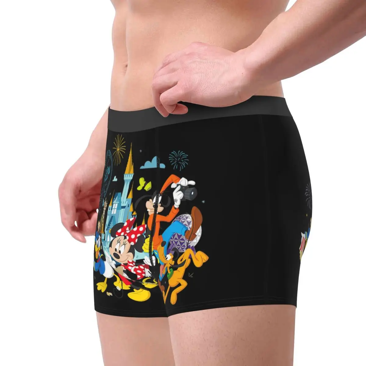 Printed Boxer Mickey Mouse Shorts Panties Briefs Men's Underwear Polyester Underpants for Homme Plus Size