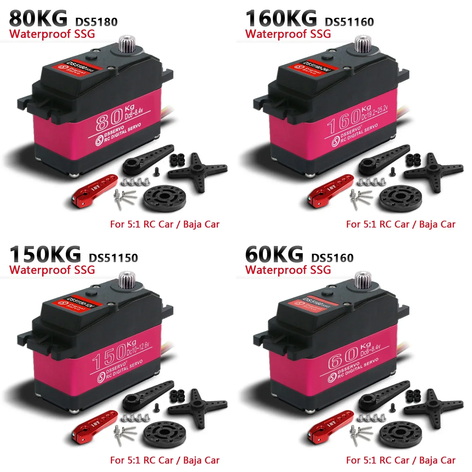 Serwo cyfrowe wodoodporne 60Kg 80Kg 150Kg 160Kg 180/270 ° Serwa Metal Gear do Drift Racing Crawler Buggy HPI Baja 5B RC Car — 2