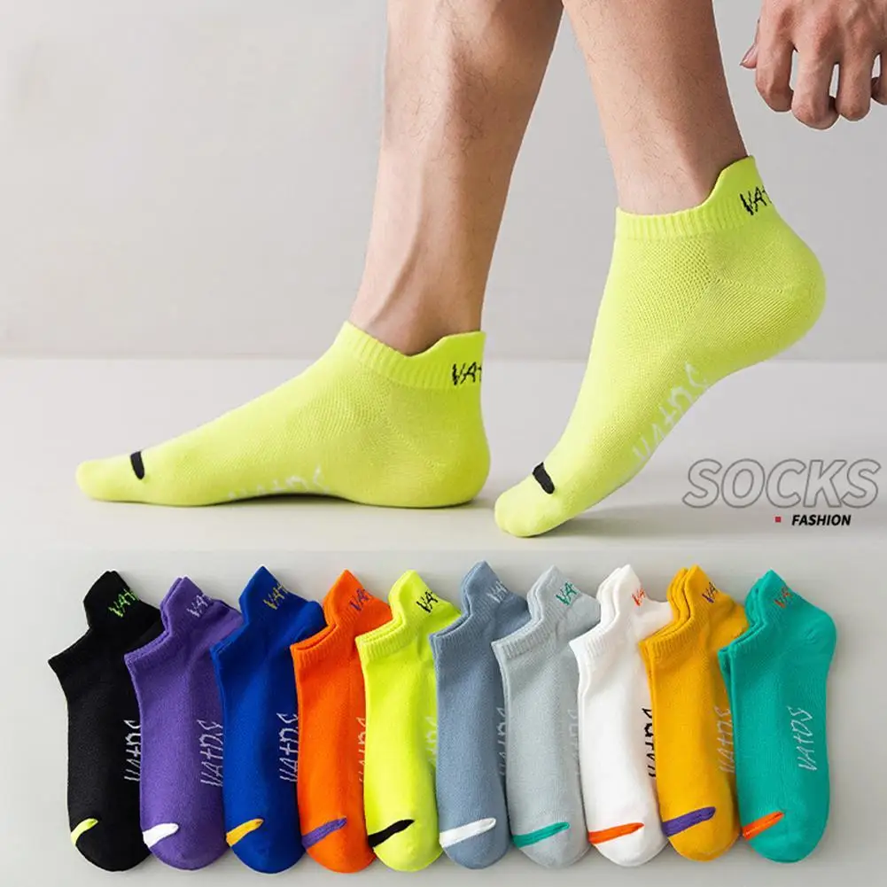 Bright Color Ankle No Show Socks Men Breathable Street Fashion Sport Deodorant Invisible Travel Running Socks