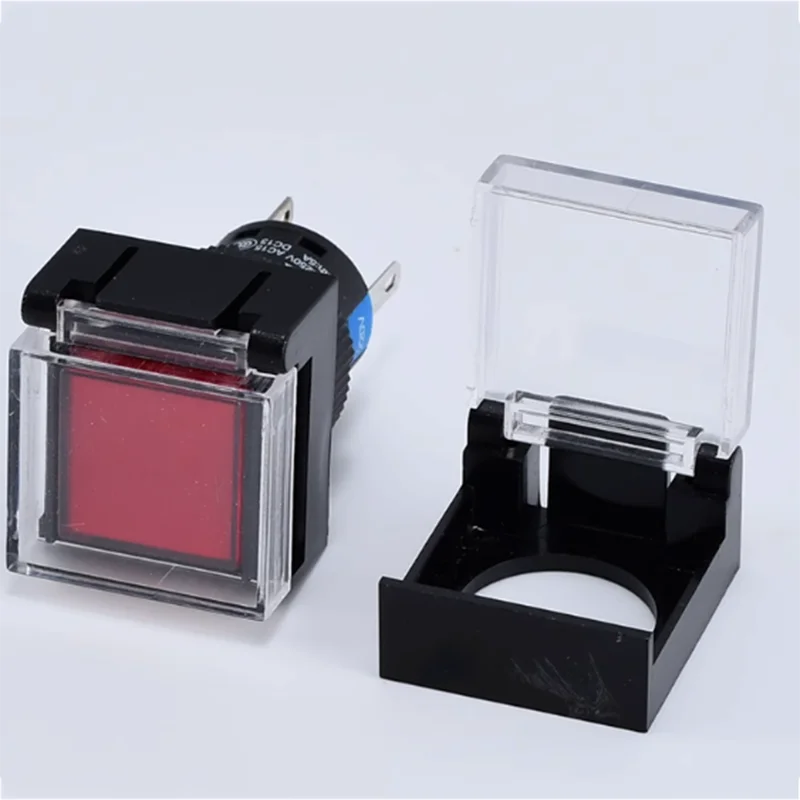 LA16 16mm round square button switch protective cover prevents accidental operation, transparent protective cover can be opened