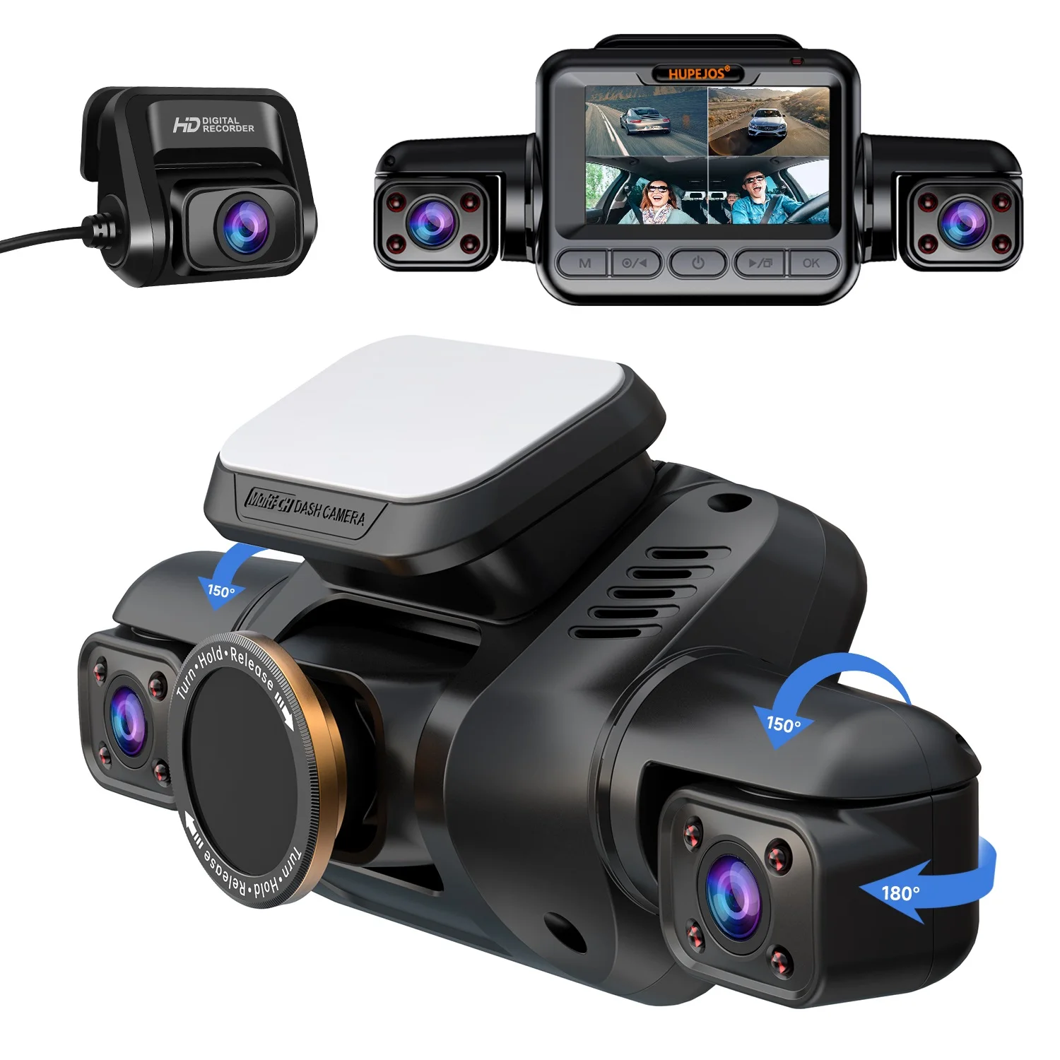 4 Channel 4K Dash Cam Car Black Box with Parking Monitor Driving Recorder for Cars with Built-in GPS 5G WiFi Loop Recording