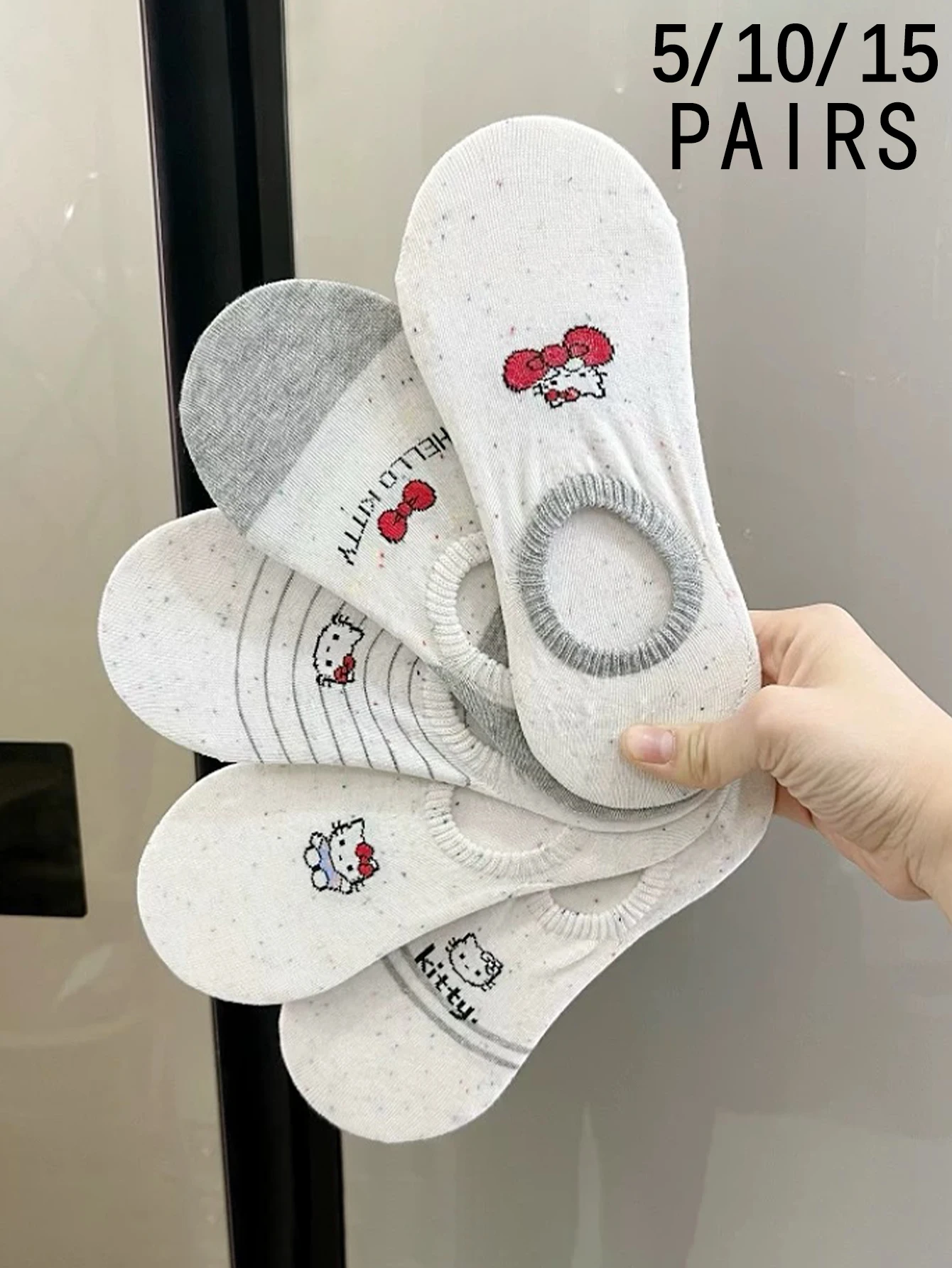 

5/10/15 пар минизо, новая корейская версия Sanrio, милые и милые женские короткие носки с мультяшным рисунком «Hello Kitty»