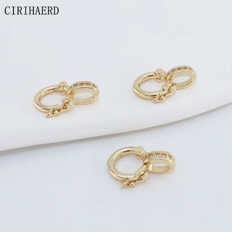 14K Gold Plated With Zircon Universal Buckle Bracelet Necklace Pendants Connection Clasps For Jewelry Connectors DIY Accessories