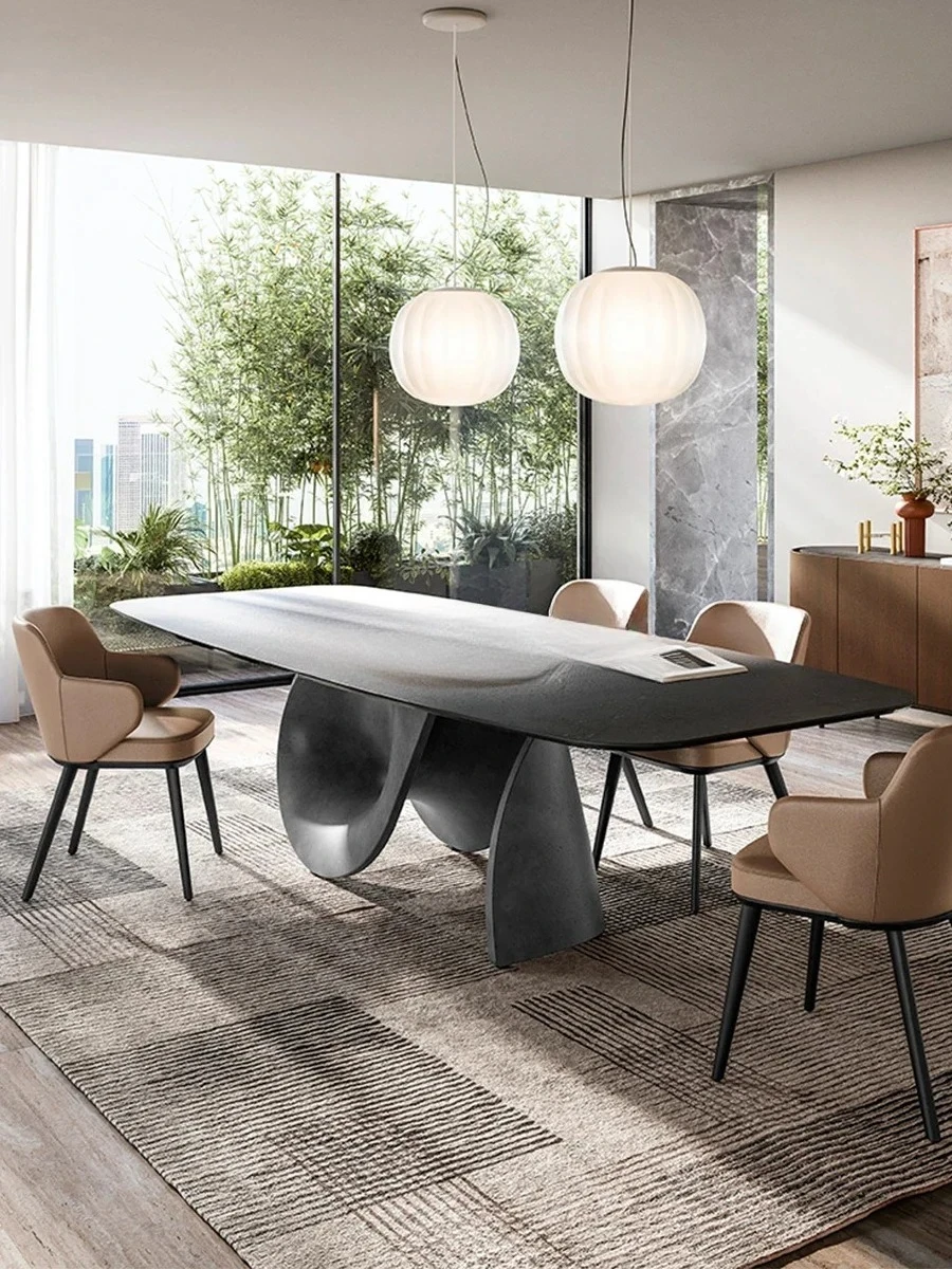 

ss CS простой светлый роскошный высококачественный прямоугольный обеденный стол из натурального мрамора неправильной формы