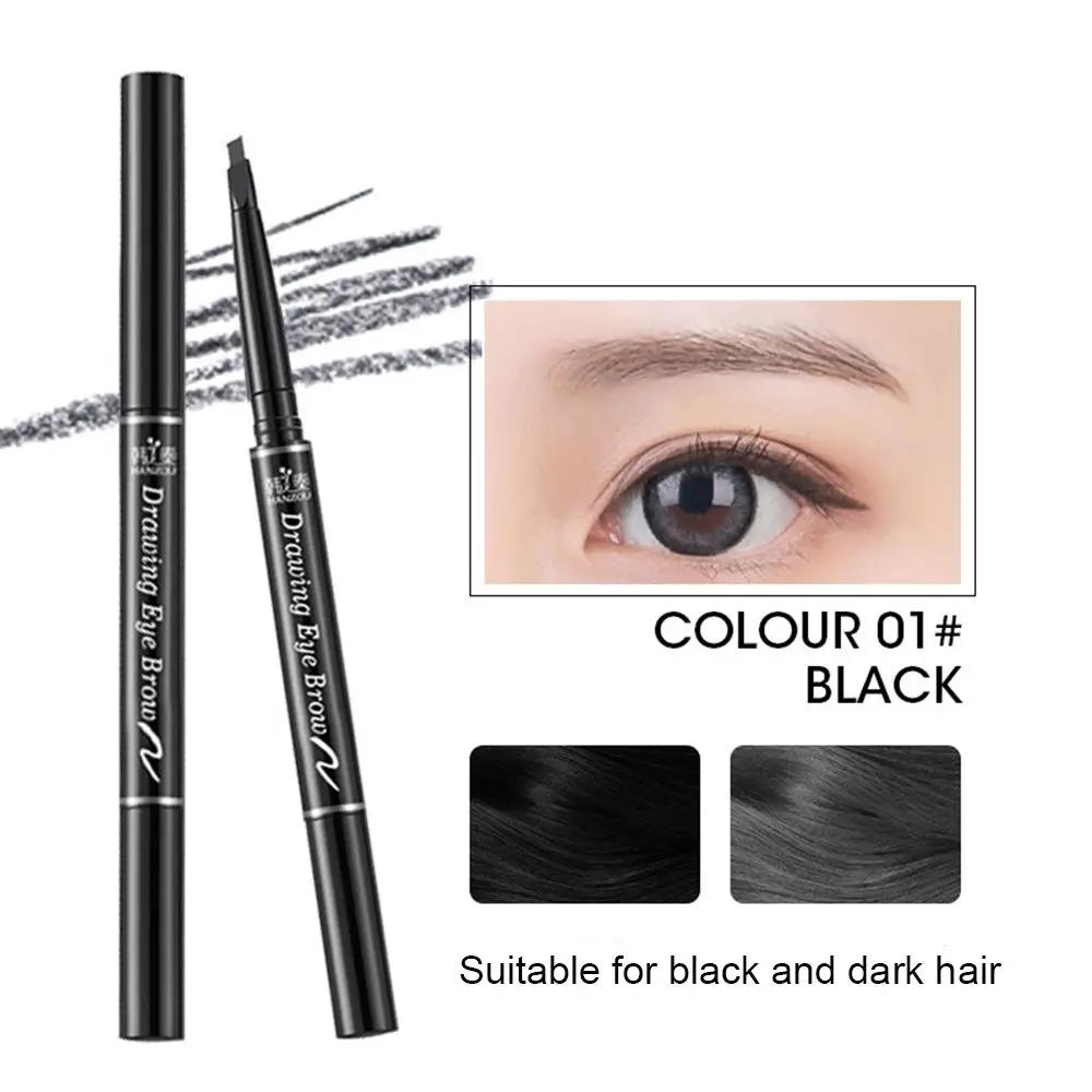 Beauté avec brosse Triangle rotatif Double tête crayon à sourcils étanche stylo à sourcils