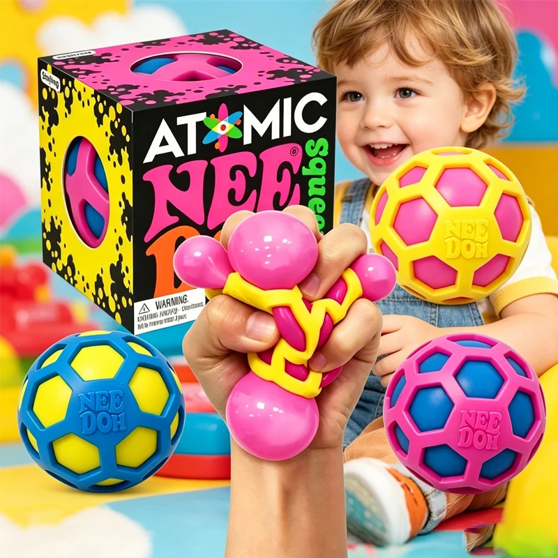 

New Schylling Needoh ';Atomic Stress Relief/. Ball Squishies Toy Blind., Box Adult Party Gift Tool Stress Relief Toy Fidget Toys