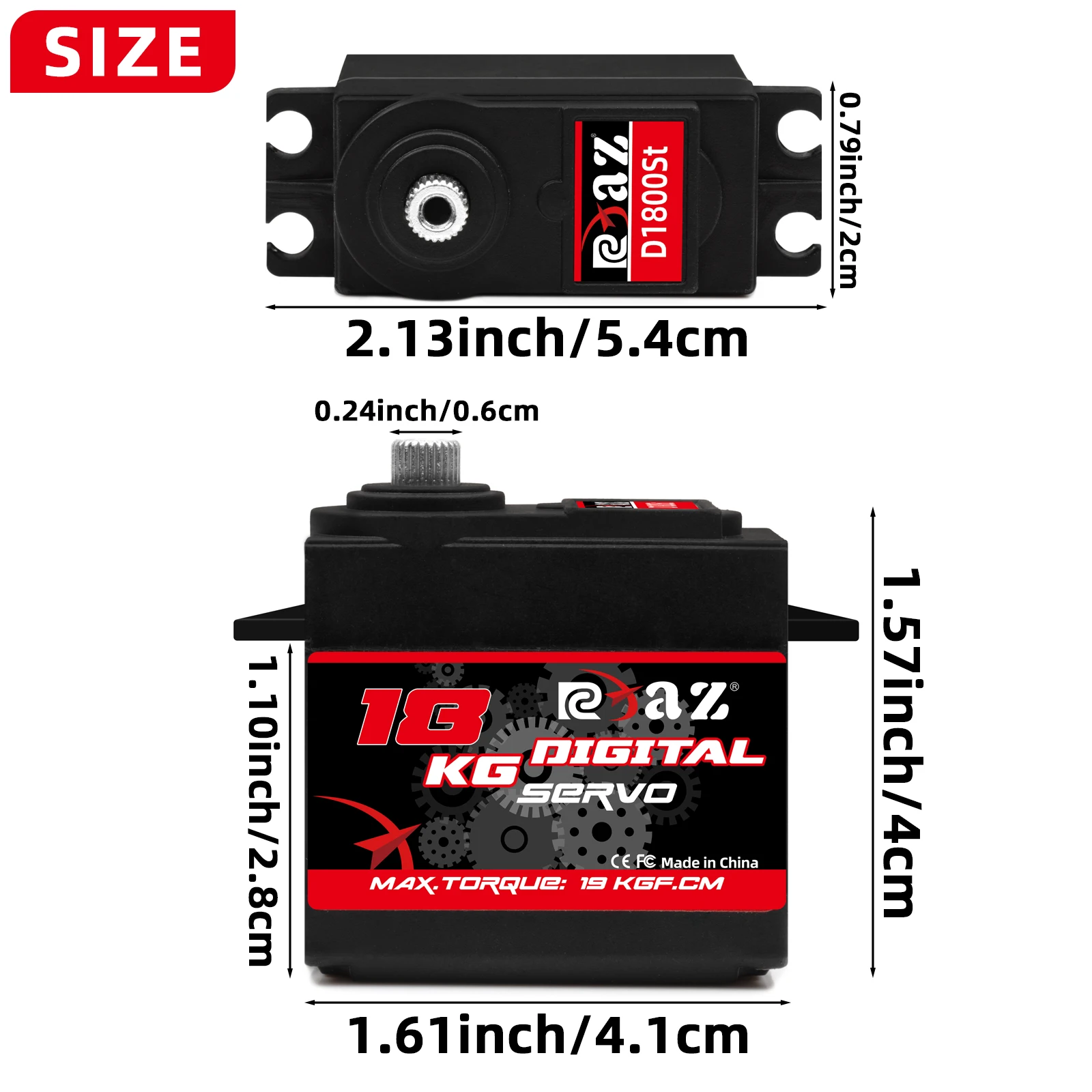 RCXAZ Digital Servo Rotation 180° Metal Gear Servo 18KG 20KG 24KG High Speed Servo for RC Car Robot Boat RC Helicopter