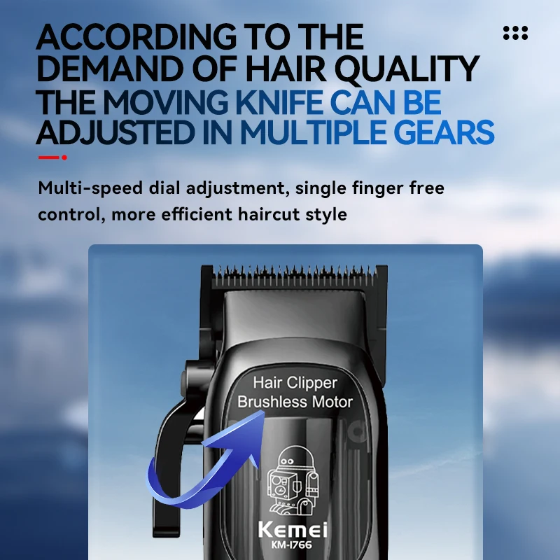 KEMEI km-1766 개인 상표 헤어 트리머 USB 프로 이발사 기계 Bldc 헤어 트리머(충전 베이스 포함)