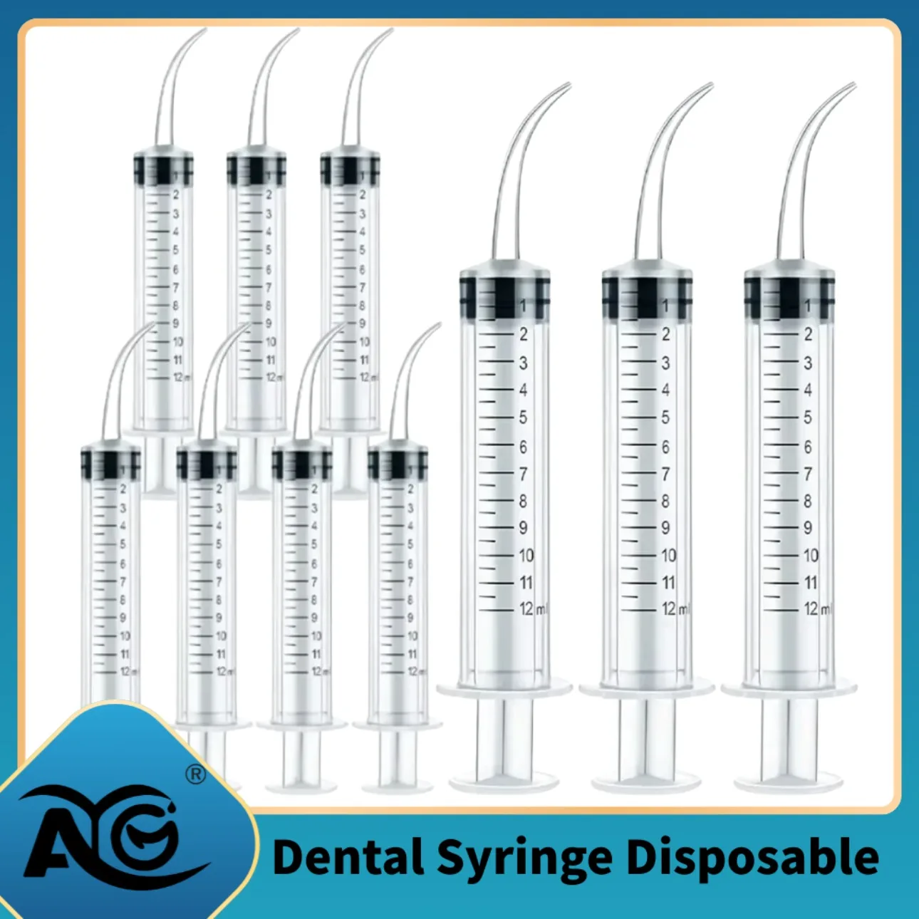 

Стоматологические шприцы AG, 10 шт., одноразовые, 12 мл/мл, для ирригации, с изогнутым наконечником, для полости рта