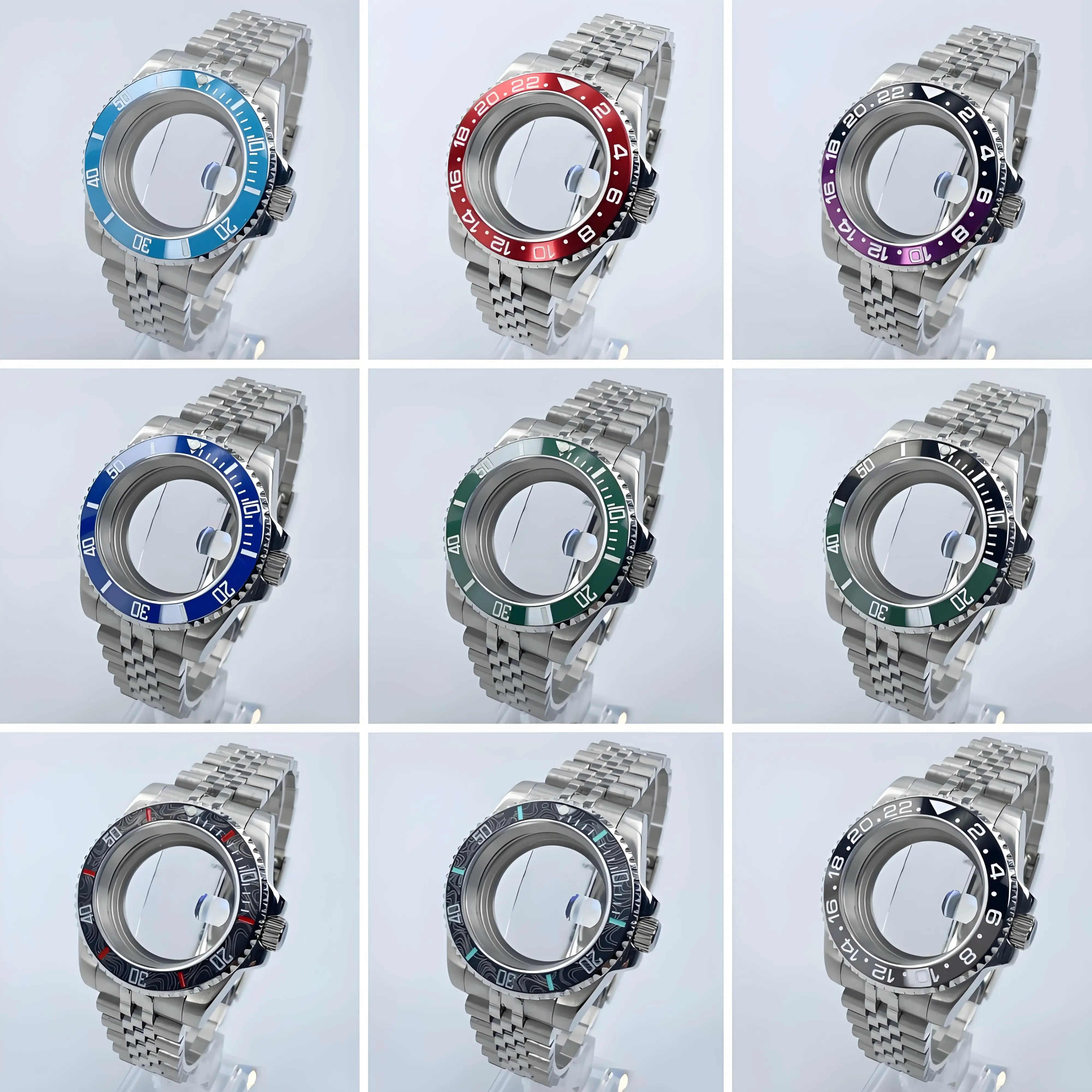 

40mm NH35 Diver Watch Case SUB/GMT Style for NH34/NH35/NH36 Movement Sapphire Glass120-Click Unidirectional Bezel Watch Mod Part