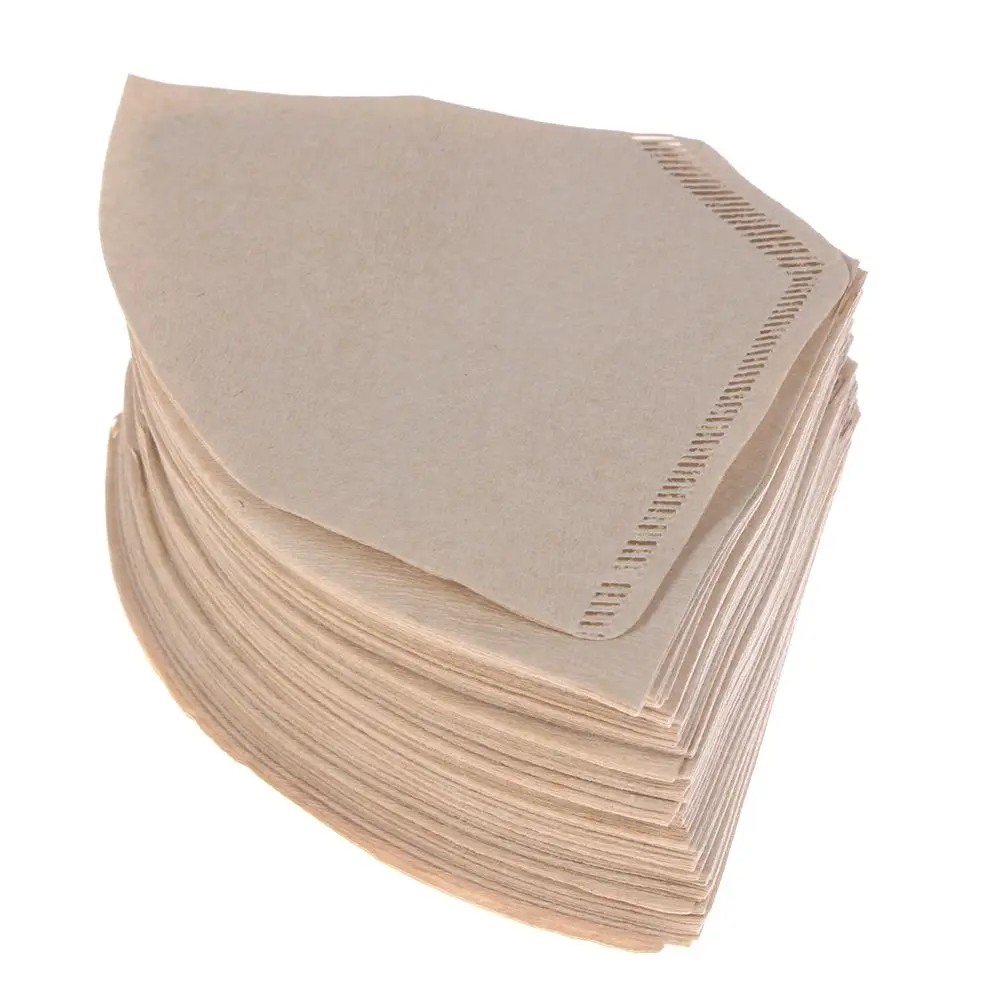 Substituição De Cafeteira De Madeira, Filtros Profissionais De Papel, Forma De Cone Crus, Gotejamento Filtro De Café, Ferramenta Espresso, 2-4 Cup, 100Pcs