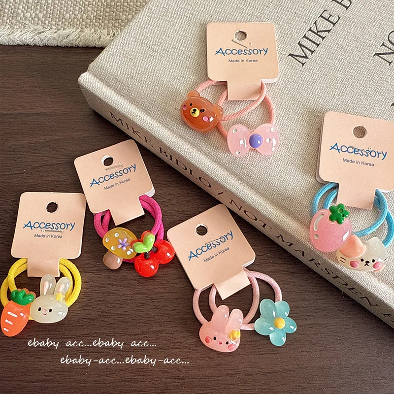Girls Hair Ties Soft Elastic No Hair Damage Jelly Color Bunny Cartoon Lightweight for Baby Toddler Daily Wear Travel