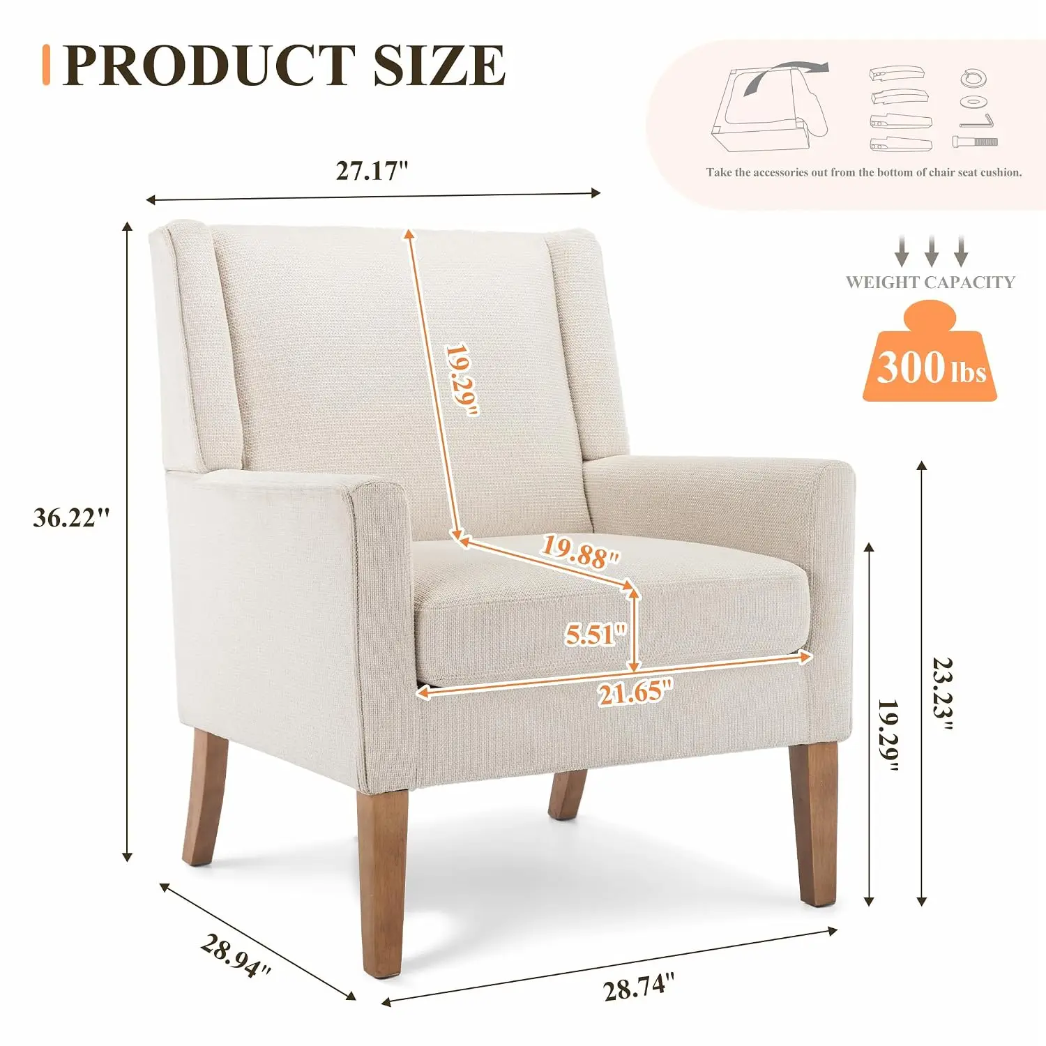 Wingback Accent Chair Mid-Century Single Sofa Wood Legs Velvet Fabric Oversized Armchair Living Room Bedroom Lounge Set 2, Custo