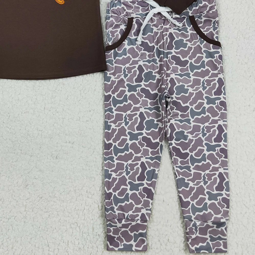 Z814-09 BLP1123 طفل الفتيان ملابس طويلة الأكمام مع السراويل مجموعة بطة طباعة الاطفال أطقم ملابس من المتجر #4