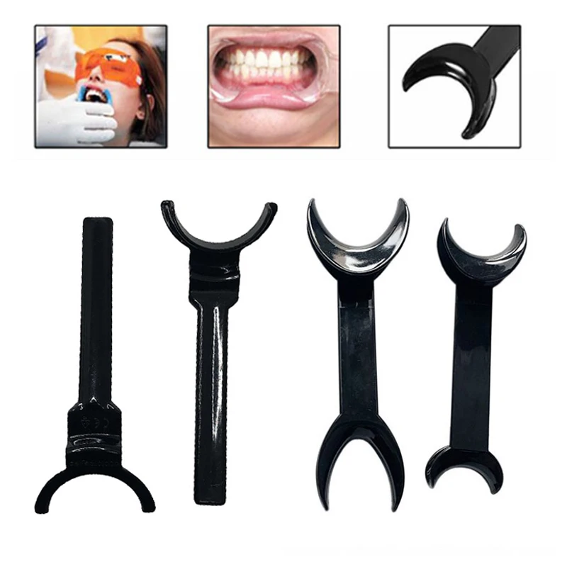 1/8PCS Black Dental Plastic Oral Lip Retractor Upper Lower Mouth Opener Orthodontic Expander Dentist Tools