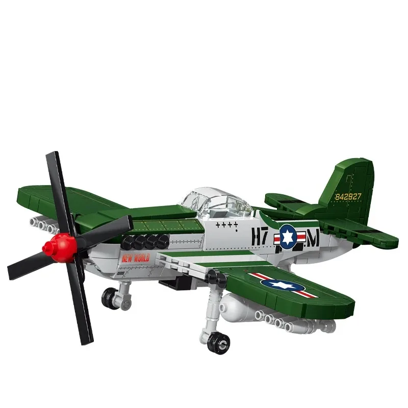 2025 WW2 Military Fighter Building Blocks US F4U Corsair Model P-51 Fighter Bricks Air Weapon Serise Toy For Boys Birthday Gifts