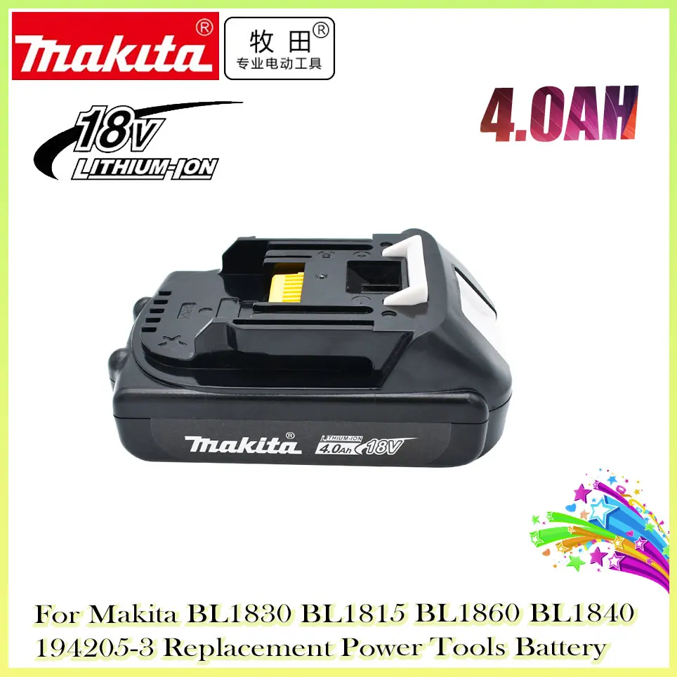 

Makita Rechargeable 18V 4.0Ah Li-Ion Battery For Makita BL1830 BL1815 BL1860 BL1840 194205-3 Replacement Power Tools Battery