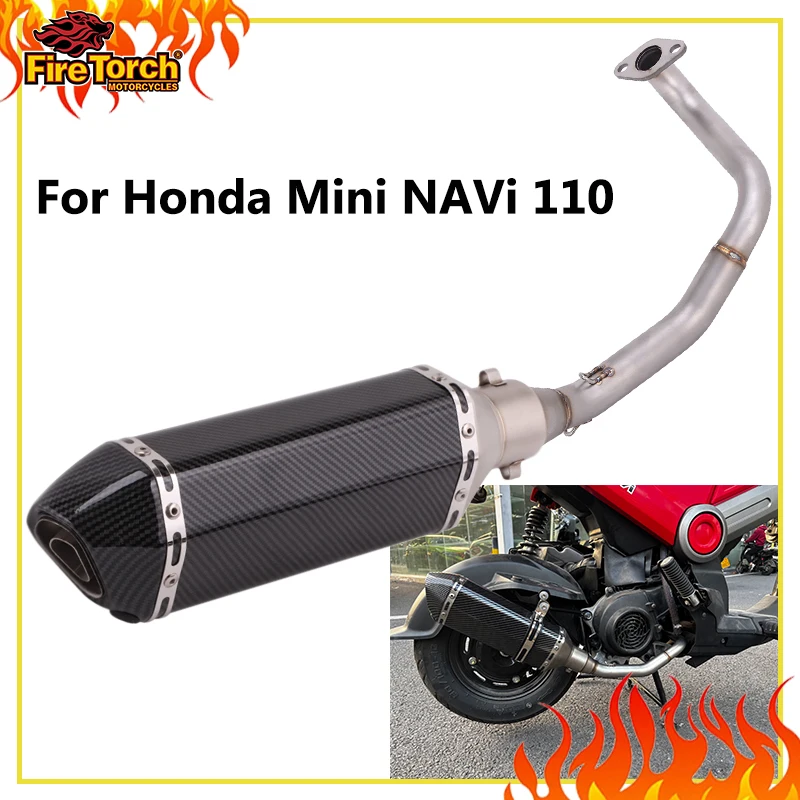 Komplettes Motorrad-Auspuffsystem Slip-On für Honda Mini NAVi 110 Dreamwing 2017 - 2026, Vorderes Verbindungsrohr, Auspuff-Schalldämpfer mit DB-Killer