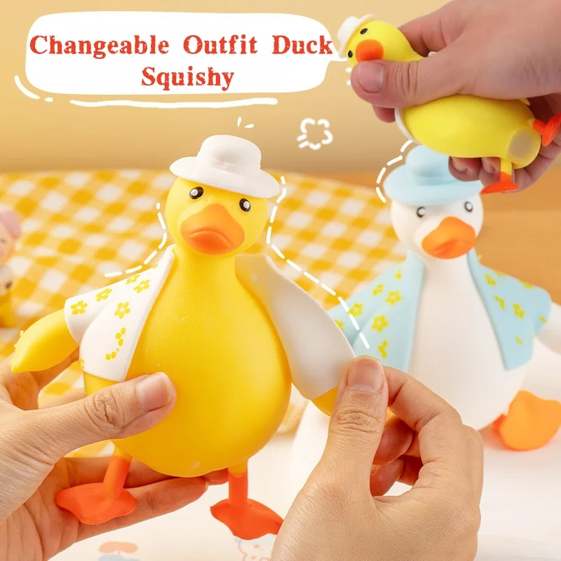 Chubby Cartoon Duck Squishy Fidget Toy Soft Sensory Vent Gadget Portable Indoor Outdoor Holiday Party Xmas Present Kit Adults