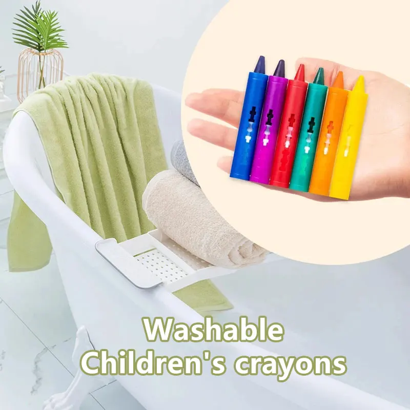 6pcs Set Washable Bath Crayons Colorful Pen Holder Fun Shower Draw in the Tub Graffiti Toy Bathtub Markers For Youngsters New