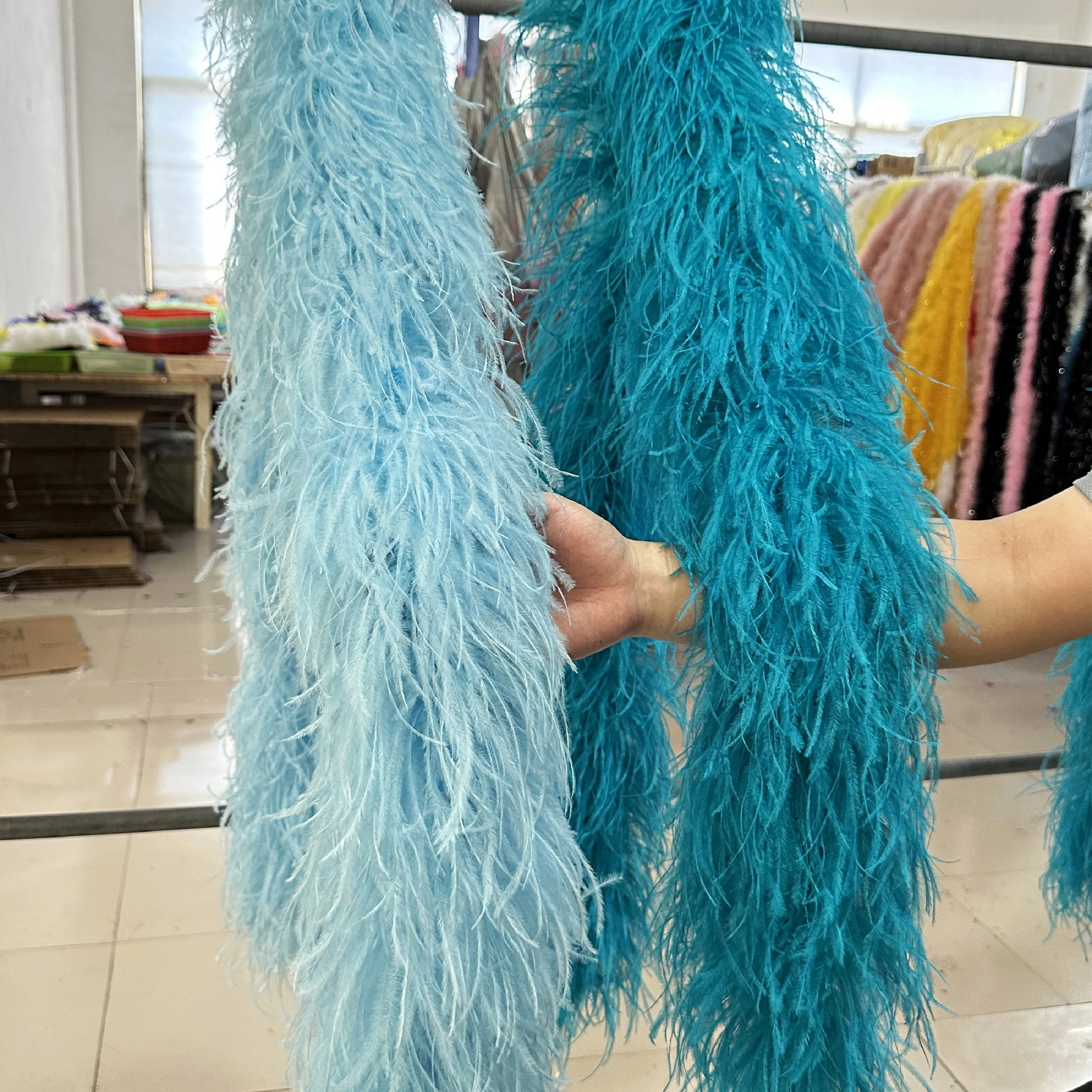 1 or 2Meter Quality Ostrich Feathers Trim Boa for Craft Party Wedding Clothing Dress Cuff Sewing Decor Plumes Shawl 6 to 10 Ply