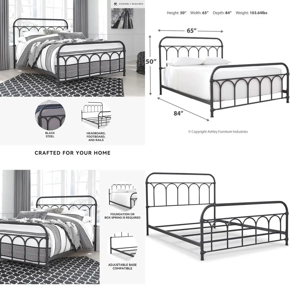 

Industrial Queen Metal Bed with Powdercoated Matte Black Finish